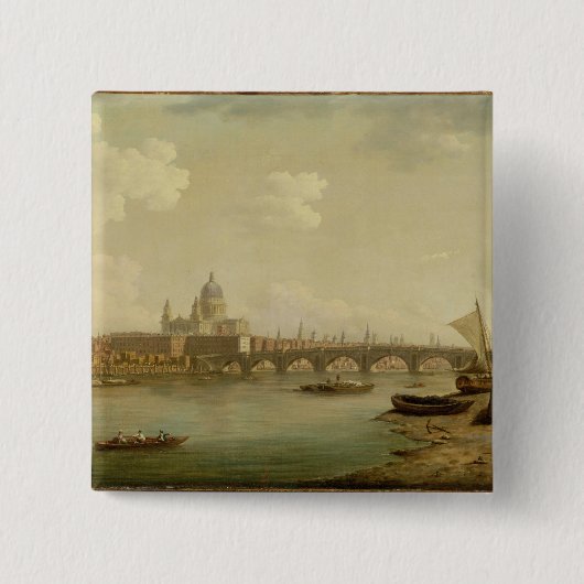セントポールおよびBlackfriars橋、ロンドン、c.1770- 缶バッジ (正面)