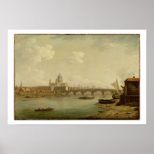 セントポールとブラックフリアーズの橋、ロンドン、c.1770- ポスター (正面)