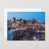 セントポールのスカイラインとリバーフロントのナイトポストカー ポストカード (正面/裏面)