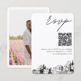 セントポールの結婚式 現代のRSVP QRコード エンクロージャーカード