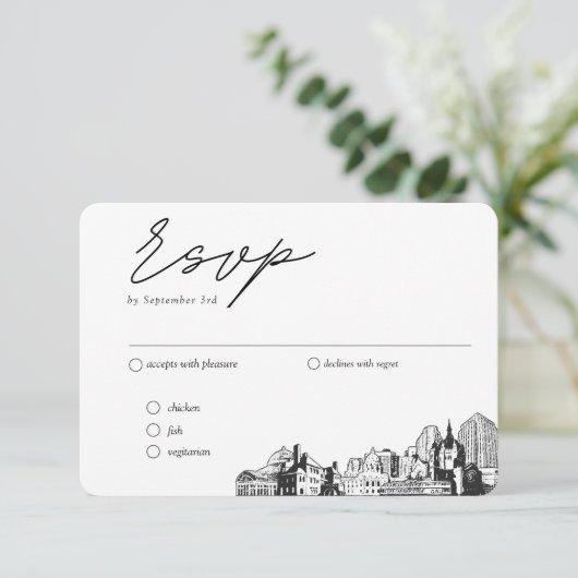 セントポールの結婚RSVP食事オ伝統的プション エンクロージャーカード (スタンド正面)
