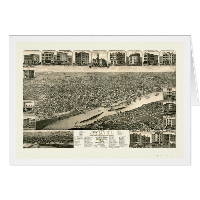 セントポールのMNのパノラマ式の地図- 1883年 (正面横)