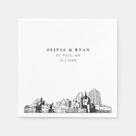 セントポールスカイライン結婚の紙カクテルナプキン スタンダードカクテルナプキン