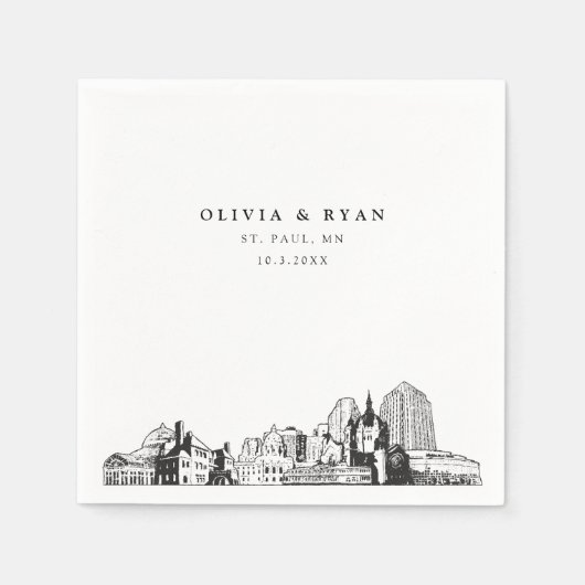 セントポールスカイライン結婚の紙カクテルナプキン スタンダードカクテルナプキン (正面)