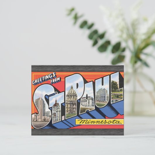 セントポールミネソタのヴィンテージからの挨拶 ポストカード (スタンド正面)