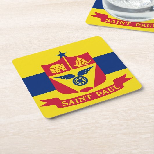 セントポール国旗、ミネソタスクエア紙コースター スクエアペーパーコースター (アングル)