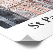 セントポール大聖堂ロンドントラベルウォーター色 ポスター (角)