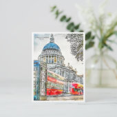 セントポール大聖堂ヴィンテージ旅行水の色 ポストカード (スタンド正面)