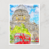 セントポール大聖堂ヴィンテージ旅行水の色 ポストカード (正面)