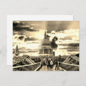 セントポール大聖堂、ロンドンセピア ポストカード (正面/裏面)