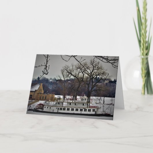 セントポール川の遊覧船のクリスマスカード カード (正面)