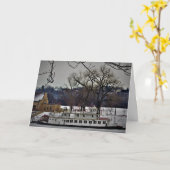 「セントポール川の遊覧船」クリスマスカード カード (黄色い花)