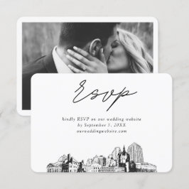 セントポール結婚のミニマルなスケッチRSVP エンクロージャーカード