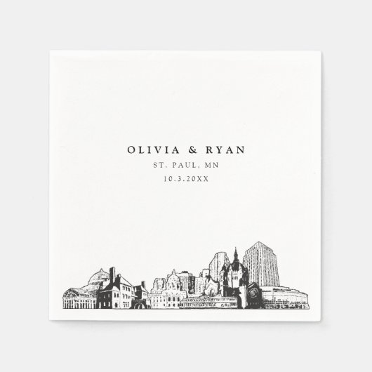 セントポール結婚のミニマル紙 スタンダードカクテルナプキン (正面)