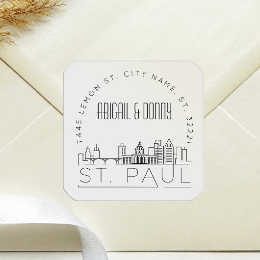 セントポール結婚ズ |事前にアドレス指定された封筒用シール スクエアシール