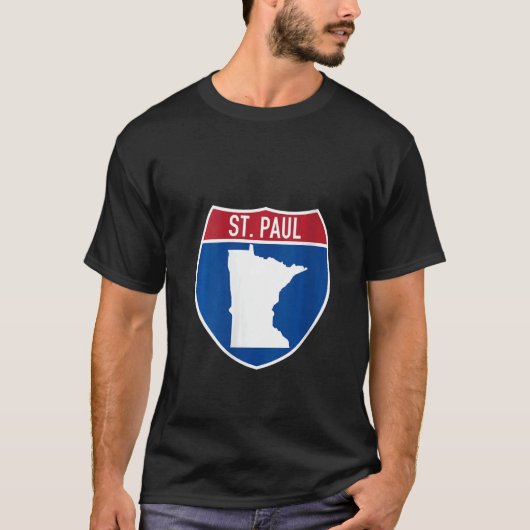 セントポール・ミネソタ地図ハイウェイ州間標識Sou Tシャツ (正面)