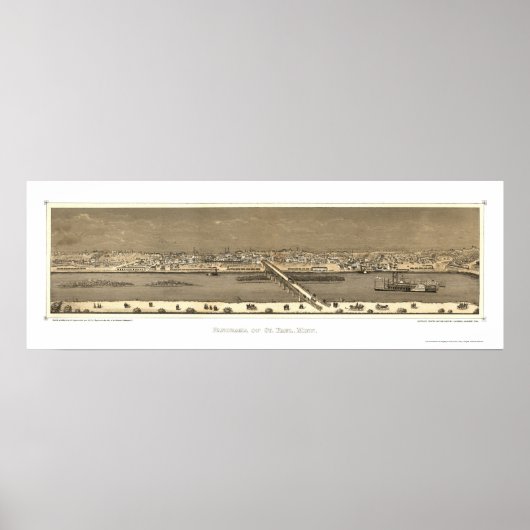 セントポールMNパノラママップ – 1873 ポスター (正面)