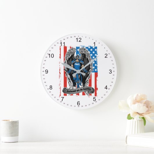 セントマイケルの警察は戦いの私達を守ります ラージ壁時計 (ホーム)