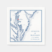 セントマイケルズMDマップエレガントネイビー結婚ブルー スタンダードカクテルナプキン (正面)
