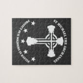 セントマイケル大天使-白いステンシル ジグソーパズル (横)