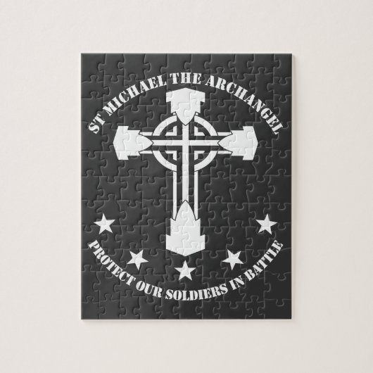 セントマイケル大天使-白いステンシル ジグソーパズル (縦)