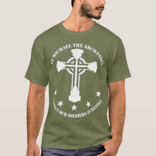 セントマイケル大天使-白いステンシル Tシャツ