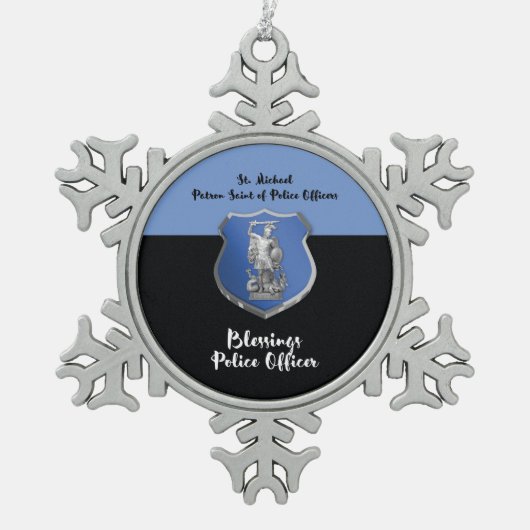 セントマイケル恵みが新警察官に スノーフレークピューターオーナメント (正面)