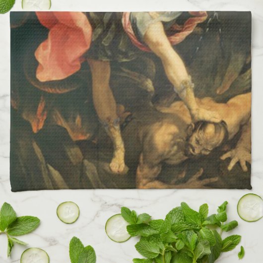 セントマイケル悪魔を敗北させる大天使 キッチンタオル (折り畳み)