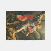 セントマイケル悪魔を敗北させる大天使 フリースブランケット (正面(横))