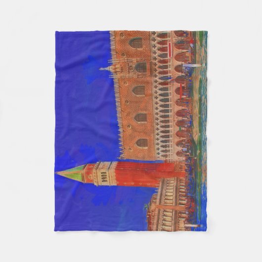 セントマークの正方形のPiazzettaの絵画 フリースブランケット (正面)