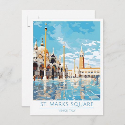 セントマークスクエアヴェネツィアイタリアヴィンテージトラベル ポストカード (正面/裏面)