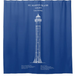 セントマーティンアイランドライトハウス – ミシガン州 – AD シャワーカーテン