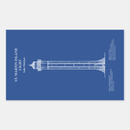 セントマーティンアイランドライトハウス – ミシガン州 – AD 長方形シール