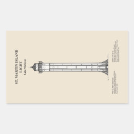 セントマーティンアイランドライトハウス – ミシガン州 – SBD 長方形シール