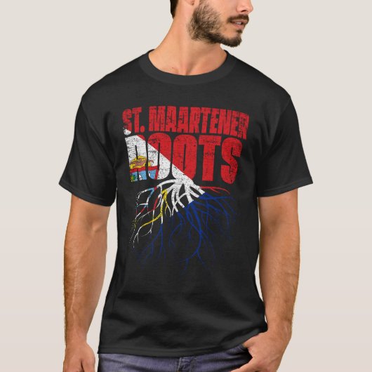 セントマーテンルーツシントマーテン伝統国旗 Tシャツ (正面)