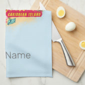 セントマーテンレトロカリブのヴィンテージアイランド飛行機 キッチンタオル (四つ折り)