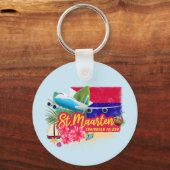 セントマーテンレトロカリブのヴィンテージアイランド飛行機 キーホルダー (正面)
