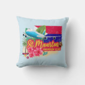 セントマーテンレトロカリブのヴィンテージアイランド飛行機 クッション (正面)