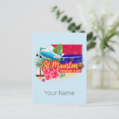 セントマーテンレトロカリブのヴィンテージアイランド飛行機 シーズンポストカード (スタンド正面)