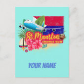 セントマーテンレトロカリブのヴィンテージアイランド飛行機 シーズンポストカード (正面)