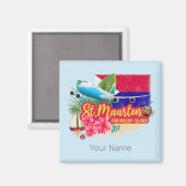 セントマーテンレトロカリブのヴィンテージアイランド飛行機 マグネット (正面/裏面)