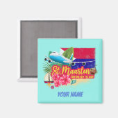 セントマーテンレトロカリブのヴィンテージアイランド飛行機 マグネット (正面/裏面)