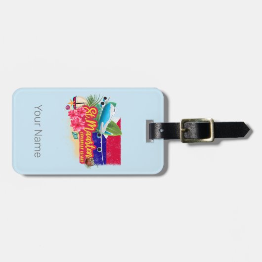 セントマーテンレトロカリブのヴィンテージアイランド飛行機 ラゲッジタグ (正面横)