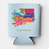 セントマーテンレトロカリブのヴィンテージアイランド飛行機 缶クーラー (正面)