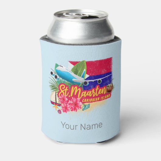 セントマーテンレトロカリブのヴィンテージアイランド飛行機 缶クーラー (缶裏面)
