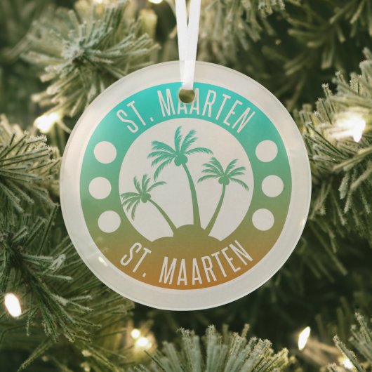 セントマーテン海アクアブルーグラデーションシントマーチン ガラスオーナメント (インサイチュ)