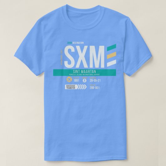 セントマールテンSXM空港コードバゲージラベル Tシャツ (デザイン正面)