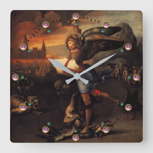 セントミカエルとドラゴン スクエア壁時計 (正面)