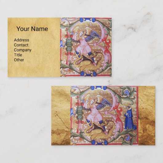 セントミカエルアンティークパーチメントモノグラム 名刺 (正面/裏面)