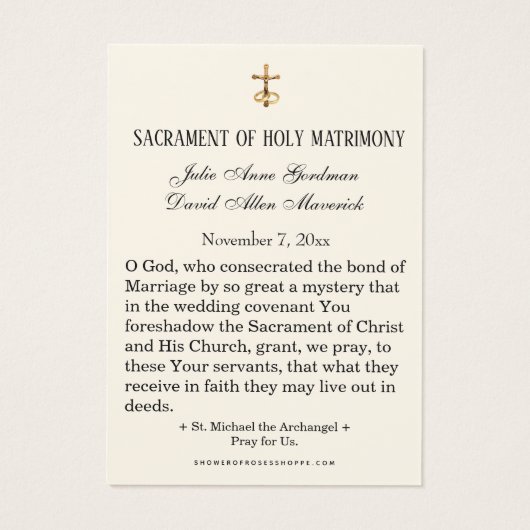 セントミカエルエレガント金ゴールド結婚式の引き出物カード (裏面)